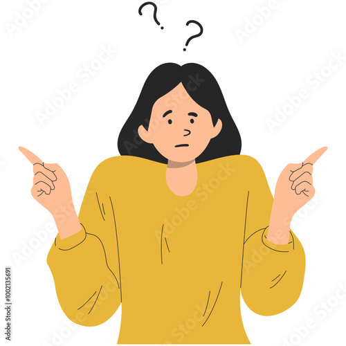 Illustration of Person Puzzled. Vector Character in Trendy Cartoon Design. 