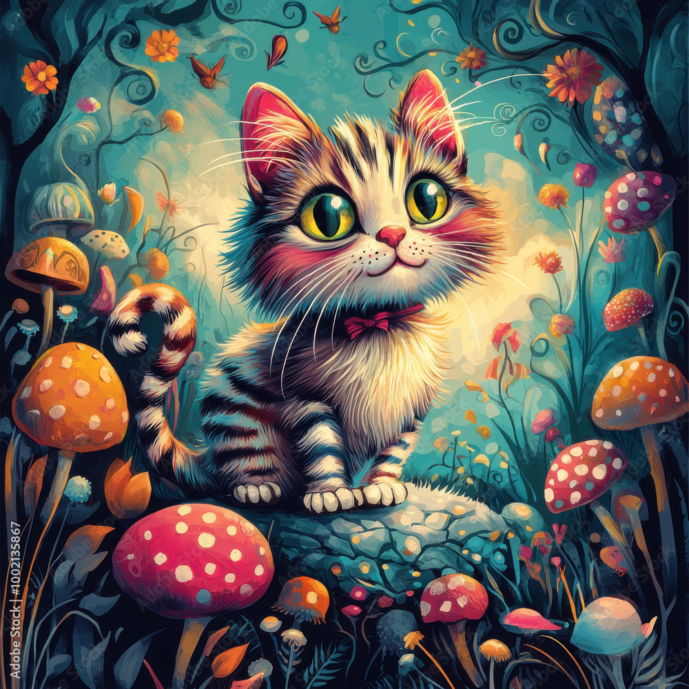 Feline Fantasy: Whimsical Cat in Wonderland Feline Fantasy: Whimsical Cat in Wonderland