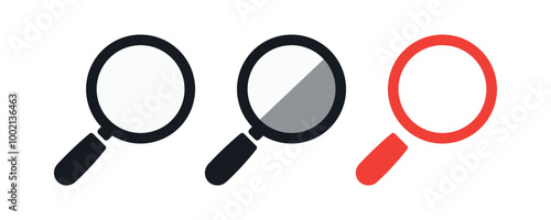 A minimalist vector icon of a magnifying glass symbolizing search and discovery black and white icon