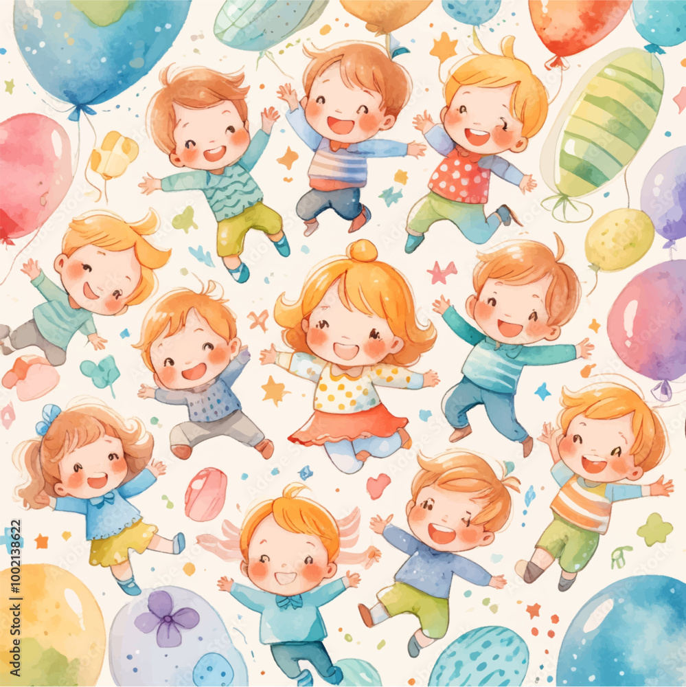Cute children's fabric seamless pattern, flowers and leaf, stars, speech bubble, line. Hand drawn funny simple vector illustration. white background. Watercolor style for wallpaper, Cute children's fabric seamless pattern, flowers and leaf, stars, speech bubble, line. Hand drawn funny simple vector illustration. white background. Watercolor style for wallpaper,