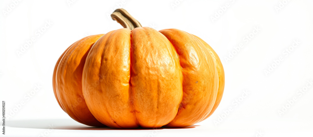 Obraz premium Single Orange Pumpkin Isolated on White Background