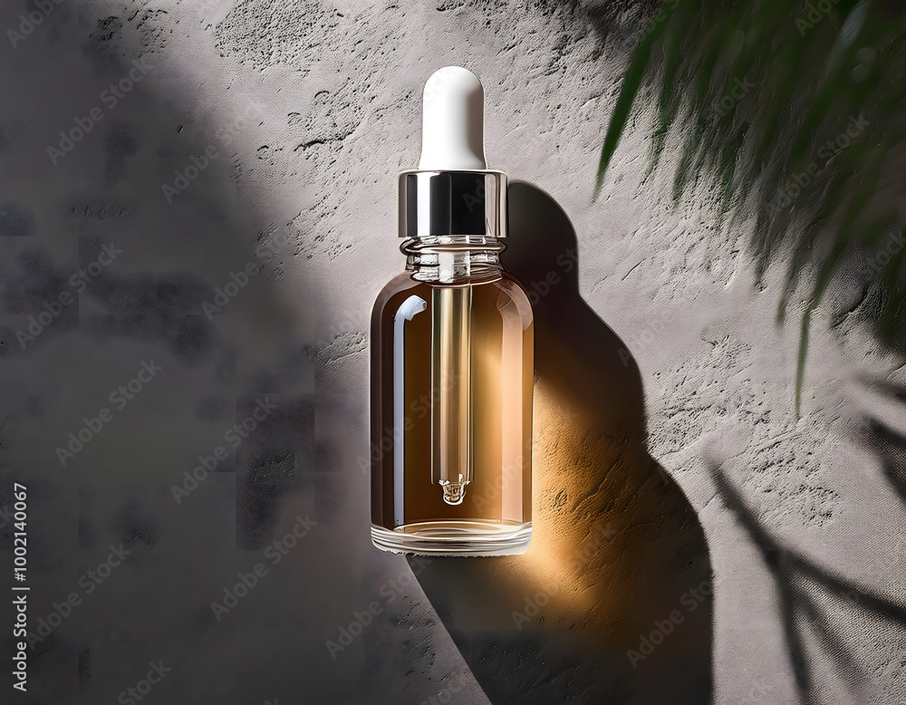 Naklejka premium Cosmetic Serum Bottle on Concrete Background