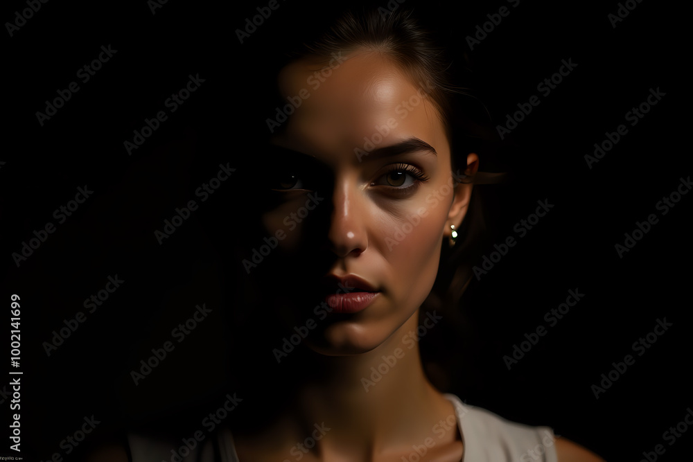 Chiaroscuro female portrait black and white Chiaroscuro female portrait black and white