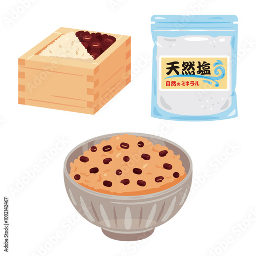 升に入った小豆と玄米　天然塩　酵素玄米