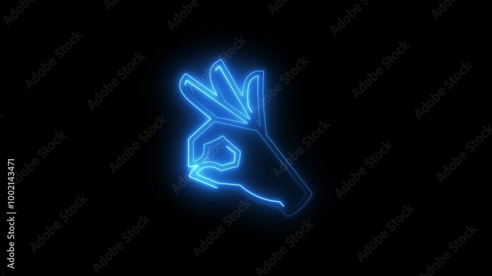 A okay icon glowing neon pink color animation black background. blue color icon.
A okay icon glowing neon pink color animation black background. blue color icon.