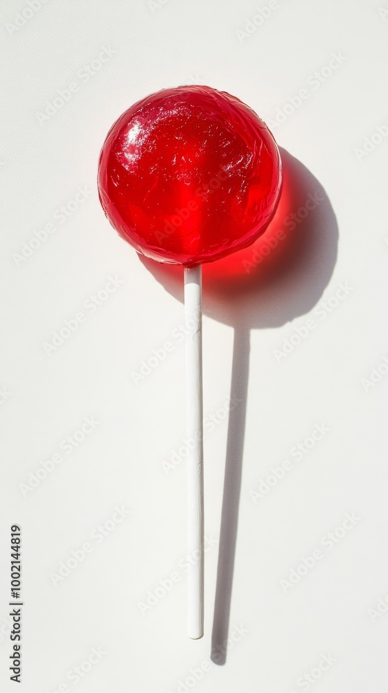 red lollipop on white background, minimalistic red lollipop on white background, minimalistic