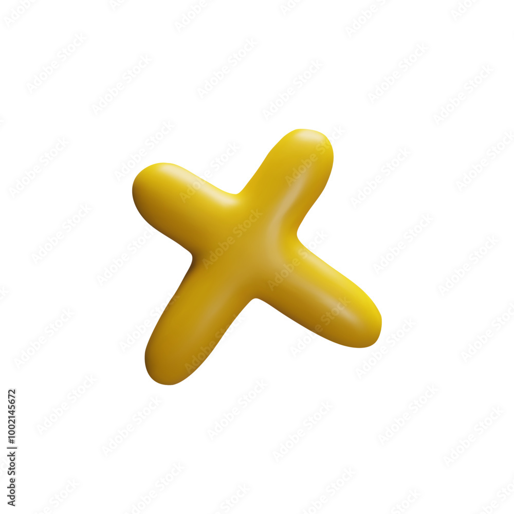 3D vector illustration a shiny cross made of yellow plasticine on a white background 3D vector illustration a shiny cross made of yellow plasticine on a white background