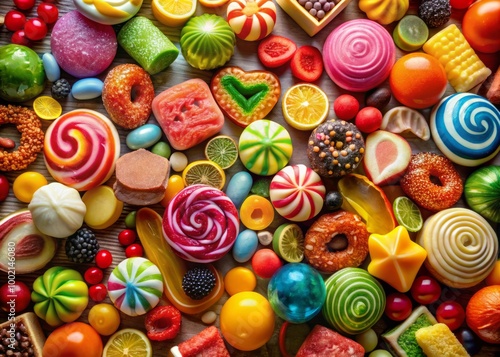 Colorful Assortment of Delicious Candies in Various Shapes and Flavors for Sweet Treat Lovers