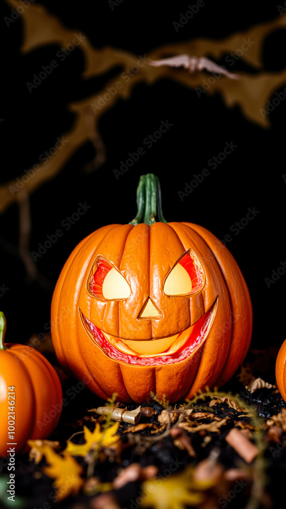 Jack-o'-lantern with Glowing Eyes and Mouth Jack-o'-lantern with Glowing Eyes and Mouth