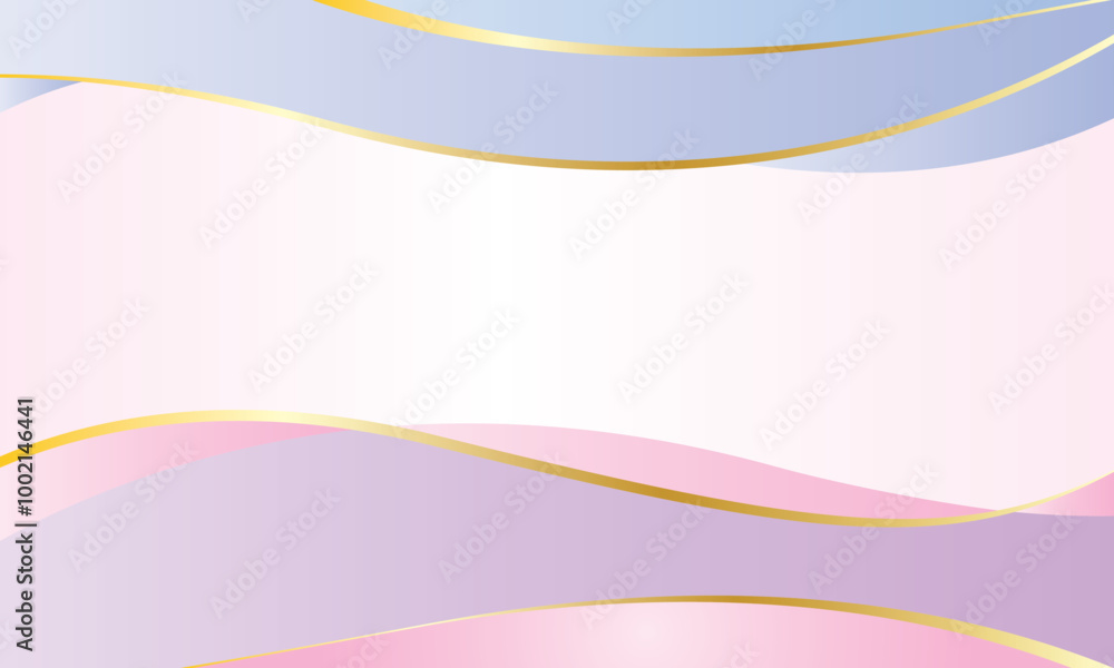 Abstract background dynamic wavy shapes pastel colors with gold lines Abstract background dynamic wavy shapes pastel colors with gold lines