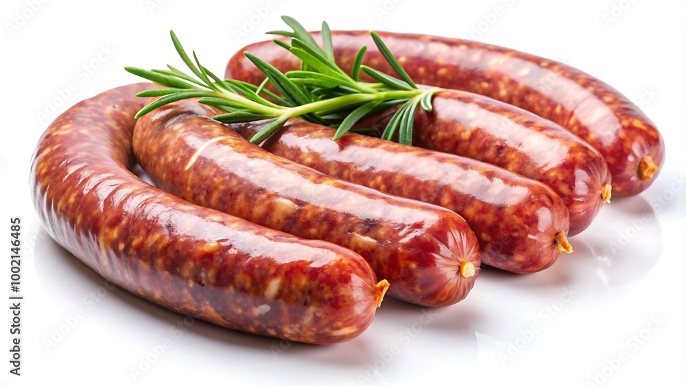 White Background Sausage Image. Sausage Dish Photo on White. White Background Sausage Image. Sausage Dish Photo on White.