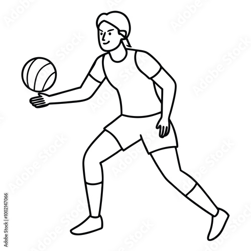 Volleyball Player in Motion Line Art.