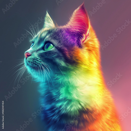 cat rainbow color