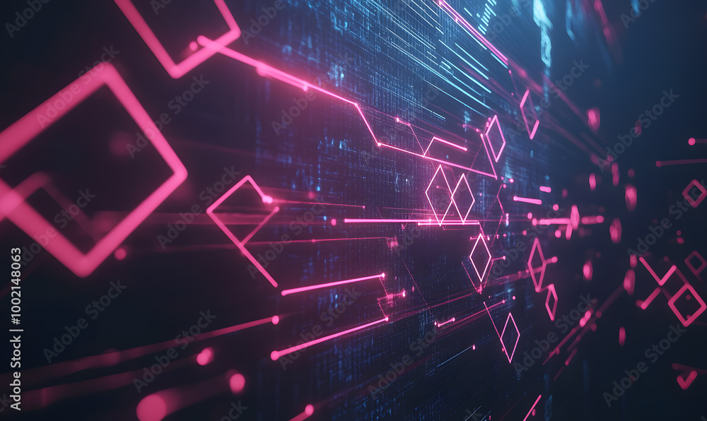 Obraz premium Futuristic financial dashboards and luxury business charts with glowing neon lines, gold accents, and connected nodes for corporate branding.