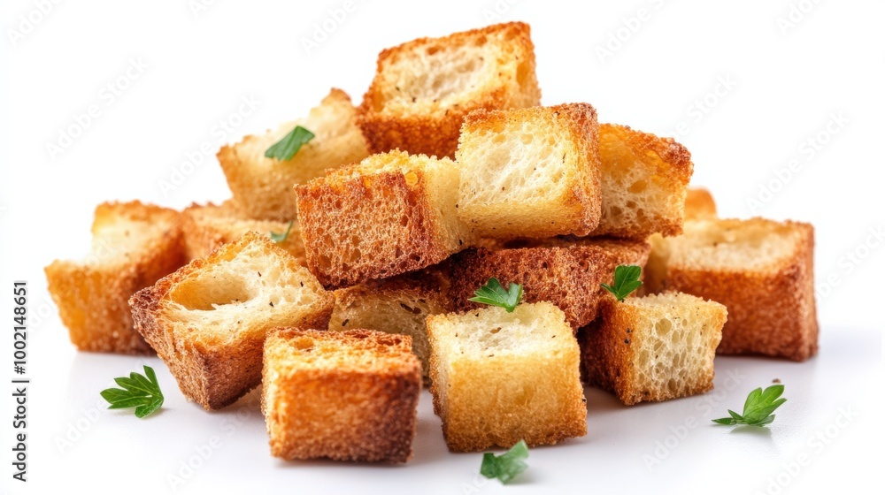 Baked Croutons. Delicious and Crunchy Toasted Bread Cubes for Soup Baked Croutons. Delicious and Crunchy Toasted Bread Cubes for Soup