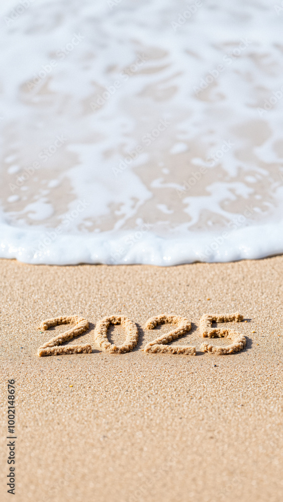 Fototapeta premium 2025 Written in the Sand on a Beach