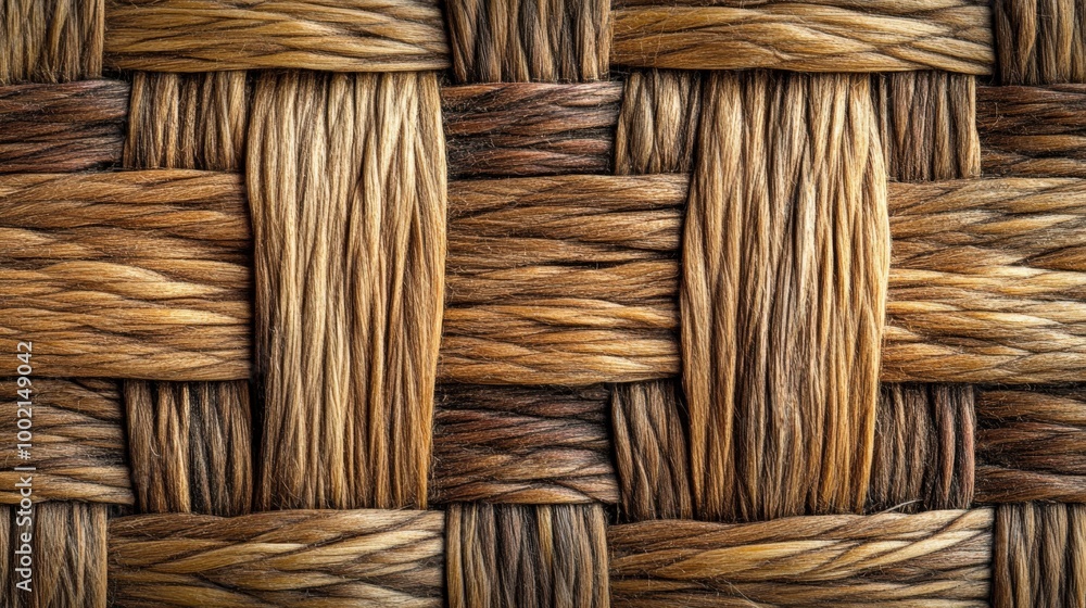 Basket Weave. Macro Textured Wicker Background in Earthy Tones with Copy Space