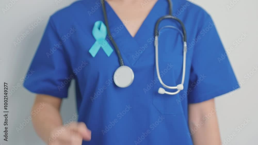 Blue November Prostate Cancer Awareness month, Doctor with Blue Ribbon in hospital for support people life and illness. Healthcare, International men, Father, Diabetes and World cancer day Blue November Prostate Cancer Awareness month, Doctor with Blue Ribbon in hospital for support people life and illness. Healthcare, International men, Father, Diabetes and World cancer day