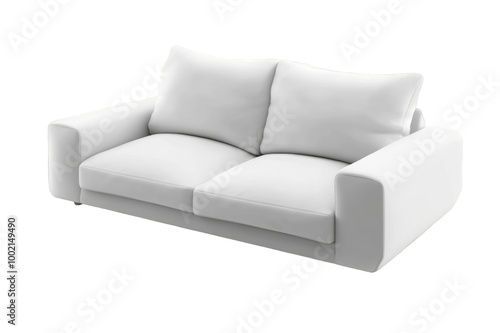 White modern sofa on transparent background