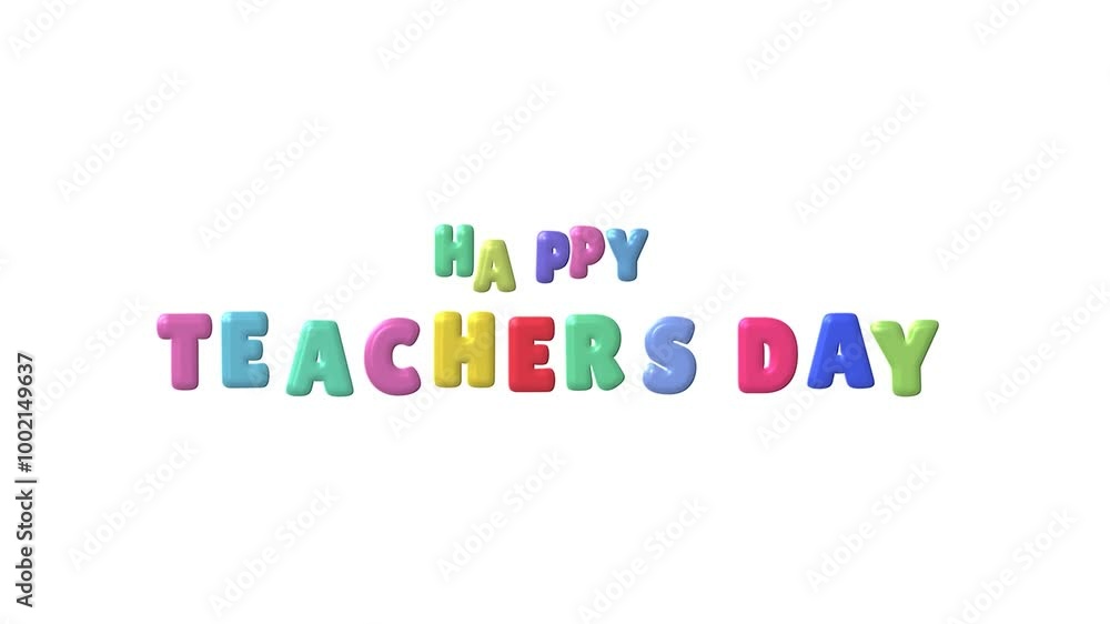 Happy Teacher's Day Animation with Colorful Text. Suitable for Celebrations, Wishes, Events, and Messages. Happy Teacher's Day Animation with Colorful Text. Suitable for Celebrations, Wishes, Events, and Messages.