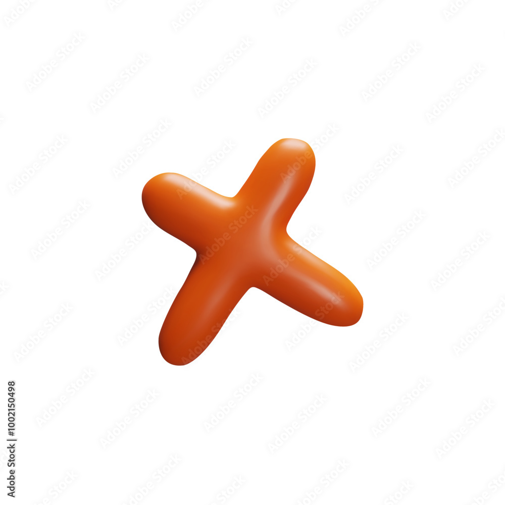 Obraz premium The 3D vector illustration shows a shiny letter x made of orange plasticine.