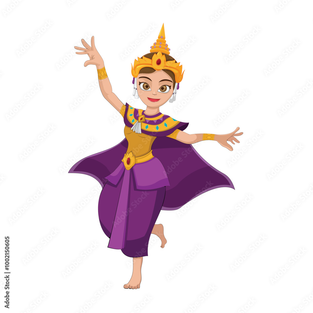 Fototapeta premium Traditional Thai Dance Character Isolate vector