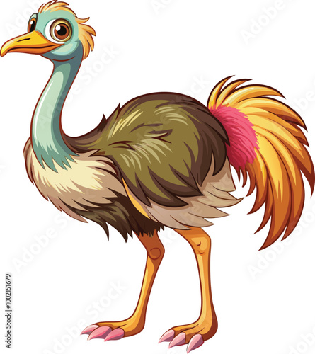 Ostrich mascot sticker vector design photo