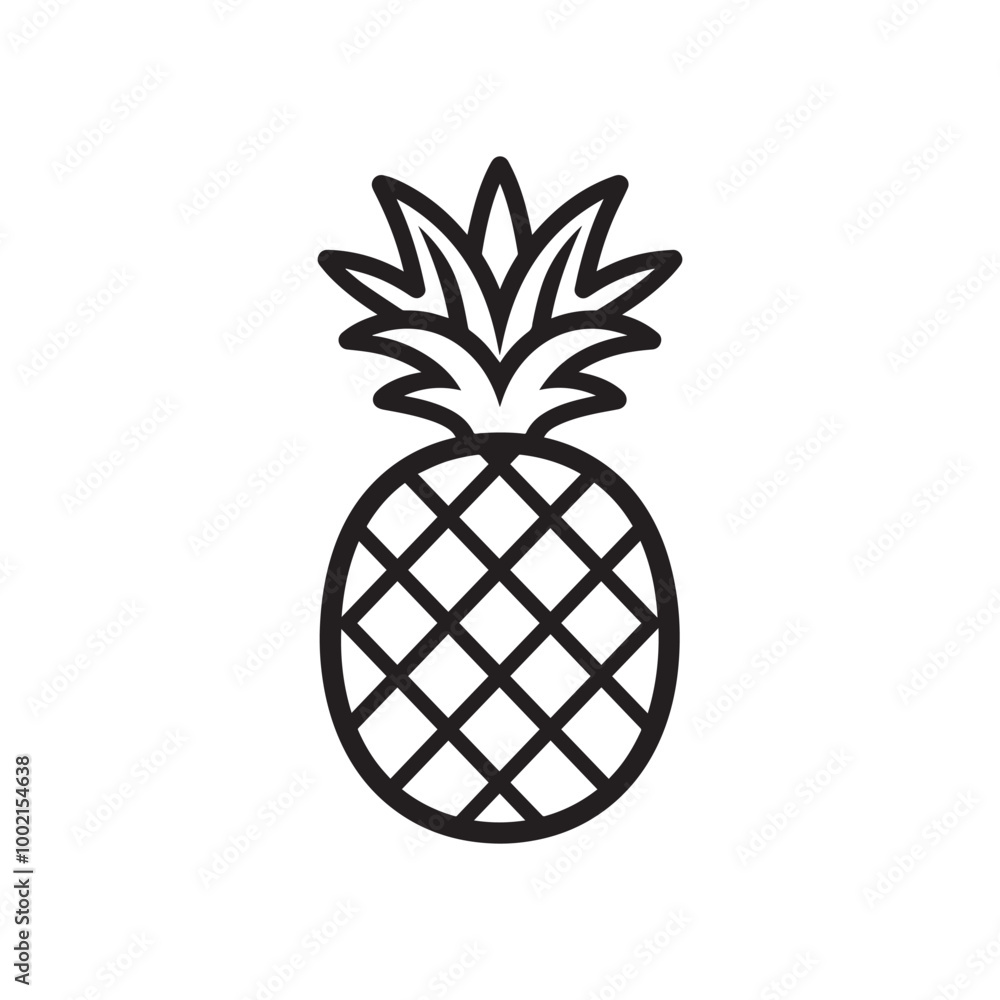 Obraz premium Beach Pineapple Silhouette Vector Illustration - Beach Clipart Design 