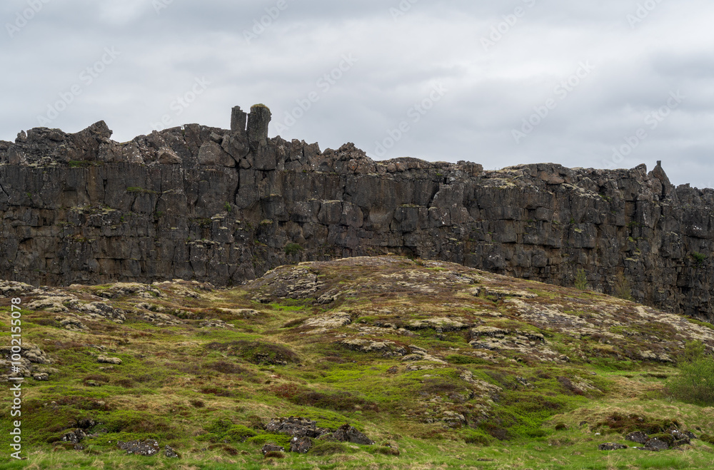 Lögberg Fault at Thingvellir National Park in Iceland Lögberg Fault at Thingvellir National Park in Iceland