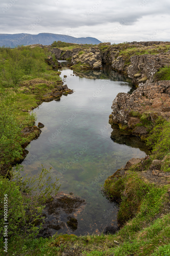Lögberg Fault at Thingvellir National Park in Iceland Lögberg Fault at Thingvellir National Park in Iceland