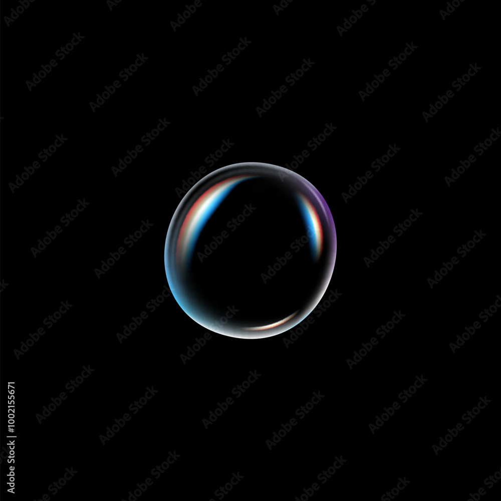 Vector graphics with a shiny soap bubble with multicolored liquid on a black background Vector graphics with a shiny soap bubble with multicolored liquid on a black background