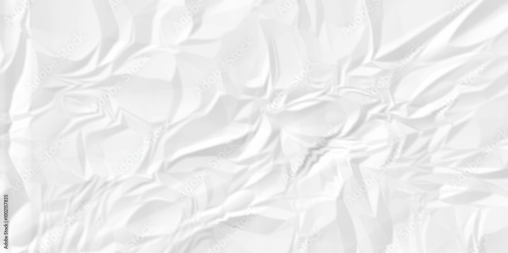 Obraz premium Empty White wrinkly backdrop paper background. panorama grunge wrinkly paper texture background, crumpled pattern texture. paper crumpled texture. white fabric crushed textured crumpled.