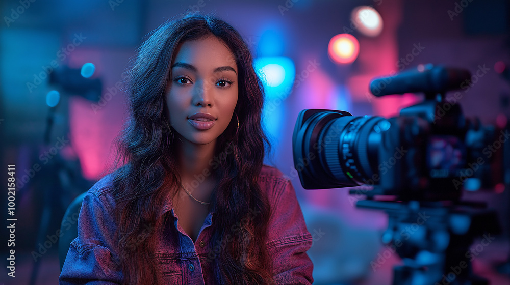 An influencer is shooting a video for social media, Ai An influencer is shooting a video for social media, Ai