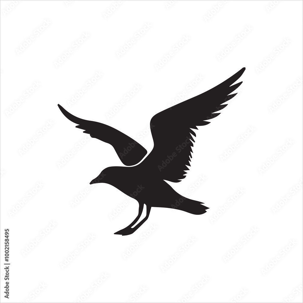 Fototapeta premium Beach seagull Silhouette Vector Illustration - Beach Clipart Design 