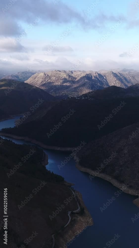 Aerial View River Mountain Valley Vertical video Aerial View River Mountain Valley Vertical video