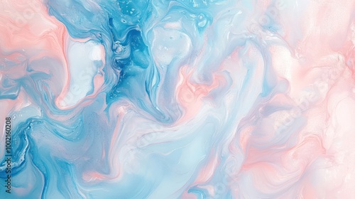 Abstract paint swirl in blue, pink, and white.