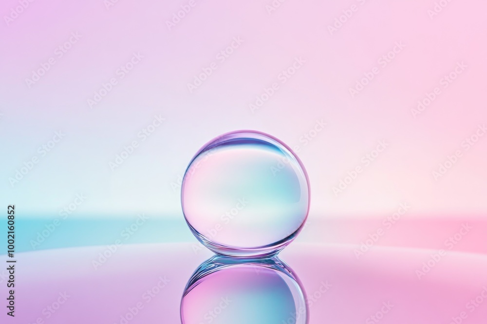 Minimalistic 3D Glass Ball on Pink and Blue Gradient Background - Ideal for Modern Design, Print, Card, or Poster Minimalistic 3D Glass Ball on Pink and Blue Gradient Background - Ideal for Modern Design, Print, Card, or Poster