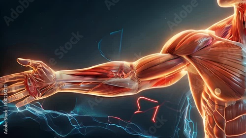 Anatomical Illustration of Muscular Arm Anatomy	