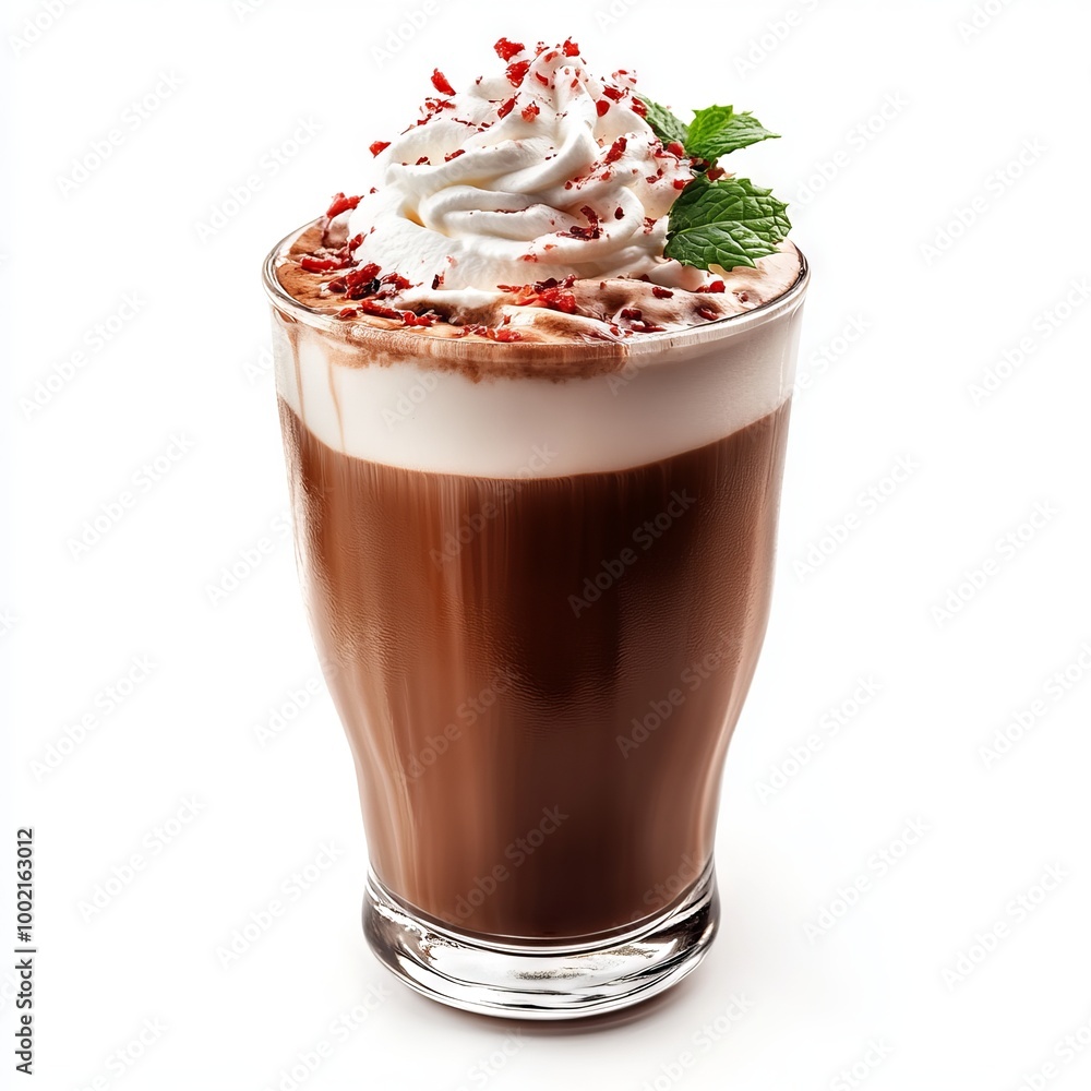 Chilled Peppermint Mocha with Whipped Cream isolated on white background Chilled Peppermint Mocha with Whipped Cream isolated on white background