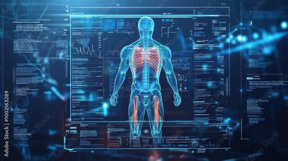 Futuristic medical technology interface showcasing electronic medical ...