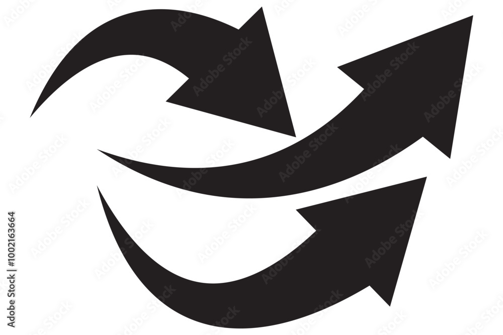 Straight long arrows isolated vector set. Monochrome pointing signs ...