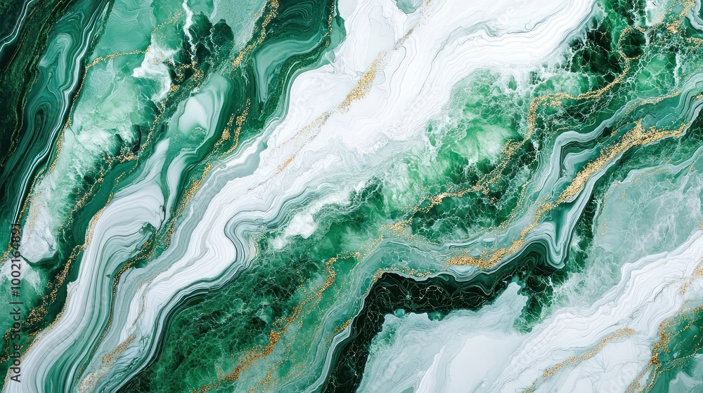 Abstract green and white marble background with gold glitter. Abstract green and white marble background with gold glitter.