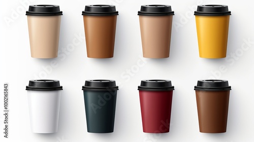 Wallpaper Mural Varied coffee cups arranged in a grid on a minimalist background showcasing different colors Torontodigital.ca