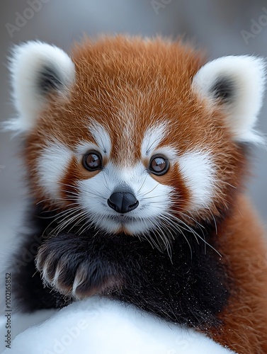 Adorable Tiny Red Panda Cub with Fluffy Tail