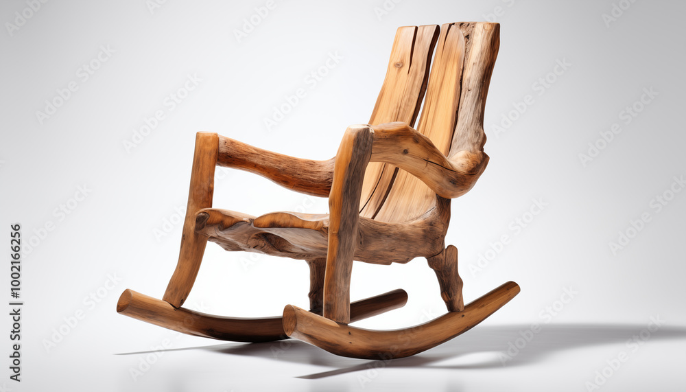 Rustic Wooden Rocking Chair with Natural Finish Rustic Wooden Rocking Chair with Natural Finish