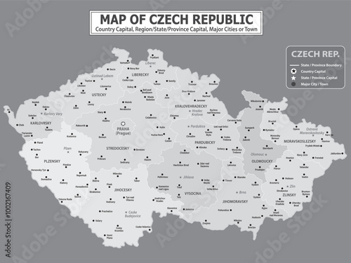 European Country Geography Political map. Political map of country with capital, province or state capital, major cities and town.