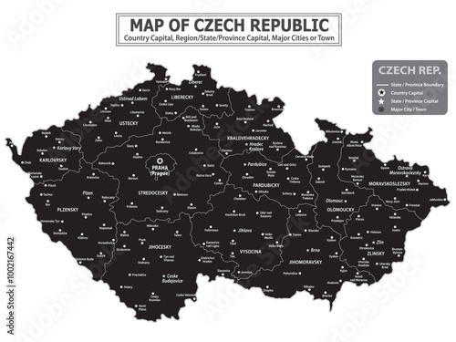 European Country Geography Political map. Political map of country with capital, province or state capital, major cities and town.