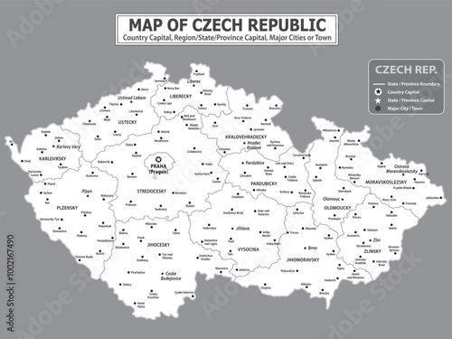 European Country Geography Political map. Political map of country with capital, province or state capital, major cities and town.