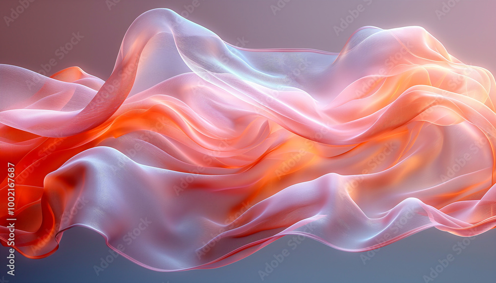 Soft Fabric Flowing Gracefully in the Air Under Soft Blue Lighting. Generative AI Soft Fabric Flowing Gracefully in the Air Under Soft Blue Lighting. Generative AI
