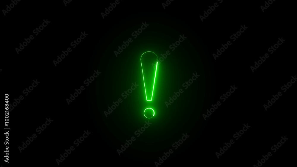 Neon stop or problem road signs. Exclamation mark enclosed by neon circle. Neon Exclamation Mark icon. Neon stop or problem road signs. Exclamation mark enclosed by neon circle. Neon Exclamation Mark icon.
